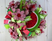 Summer Watermelon Wreath, Whimsical Summer Wreath with Watermelon Slice, Indoor/Outdoor Design, ShellysWreathsNMore