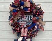 Rustic Patriotic Wreath with Uncle Sam, Americana Decorations, 4th of July Decor, Memorial Day Wreath with Americana Patriot