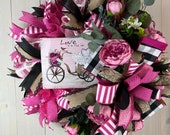 Love is in the Air Valentine’s Day Wreath, Valentine’s Door Decor, Farmhouse Valentine Wreath, Bike Valentine Design, ShellysWreathsNMore