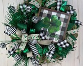 Lucky Shamrock St. Patrick’s Day Wreath, Irish Pride Decorations, Emerald Green St. Patty’s Day Decor Front Porch Decor, ShellysWreathsNMore