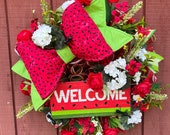 Summer Watermelon Wreath, Summer Wreath with Watermelon Sign, Big Watermelon Bow Design, Indoor/Outdoor Design, ShellysWreathsNMore