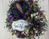 Mardi Gras Wreath, Fleur Di Lis Decor, Fat Tuesday Decorations, Carnival Decor, Front Porch Decor, ShellysWreathsNMore