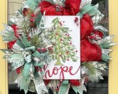 Christmas Wreath, Carla Grogan Hope Sign, Xmas Decoration, Door Decor, Porch Design, Shelly's Wreaths and More, Seasonal, Holiday Creations