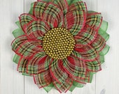 Christmas Plaid Flower Wreath, Poly Burlap, Seasonal Decoration, Porch Door  Design, Shelly's Wreaths and More, Seasonal, Holiday Creations