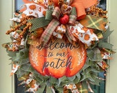 Fall Thanksgiving Pumpkin Welcome Wreath, Door Decor, Porch Design, Shelly's Wreaths and More, Seasonal, Holiday Creations
