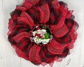 Country Christmas Flower Wreath, Snowman Couple Sign, Xmas Decor, Porch Door Design, Shelly's Wreaths and More, Seasonal, Holiday Creations