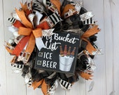 Beer Lovers Wreath, Barbecue Decor, Bar Decorations, Humorous Bucket List Wreath, Gift for Him, Indoor/Outdoor Design, ShellysWreathsNMore