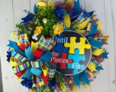 Autism Awareness Wreath for Front Door, Christmas Gift Idea, Indoor/Outdoor Design, ShellysWreathsNMore