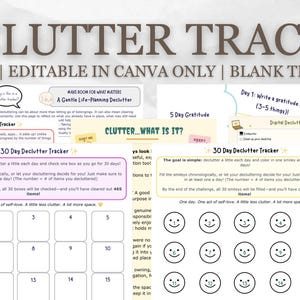 ADHD Declutter Planner Home Organization Checklist & Workbook Decluttering Guide Colorful Printable Editable Template