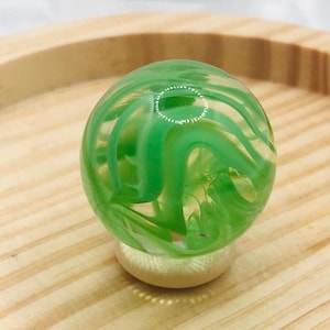 GREEN SWIRL Marble - Glass GEM - Vintage Marble Glass- Round Glass 30mm - Craft Supplies