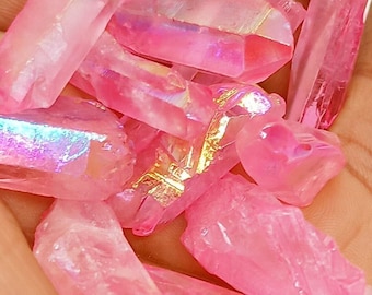 UV-Reacting PINK QUARTZ Stone - Irregular Raw Aura Angel Crystal - Unshaped Natural Gemstone -Craft Supplies