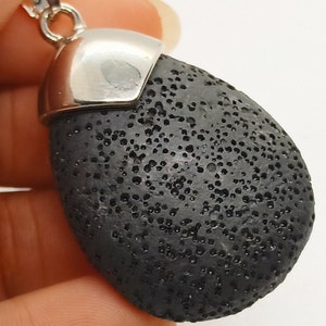BLACK LAVA Stone Pendant, VOLCANIC Lava Rock Pendant, Healing Crystal,  Gemstone Pendant - Jewelry Supply