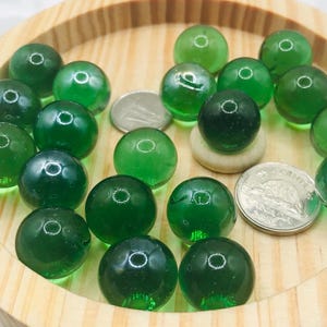 GREEN Glass Marbles - 15mm Vintage Glass Sphere - Craft Supplies