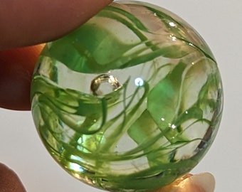 30mm Large Green Swirled Marble - 30mm Glass GEM - Vintage Marble Glass- Round Glass - Craft Supplies