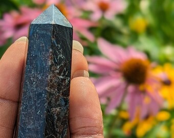 Polished ASTROPHYLLITE Tower Point: CELESTIAL Wisdom and Cosmic Connection!  ASTROPHYLLITE Tower Quartz Obelisk - Psychic Protection