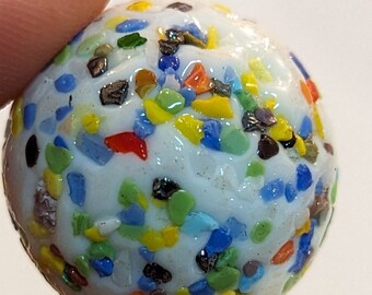24mm RARE Czech Speckled colorful Marble - White Glass GEM - Vintage Marble Glass - Craft Supplies