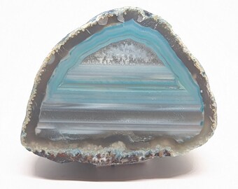 ブルーアゲートクォーツ、アゲートジオードスライス、天然水晶（268g