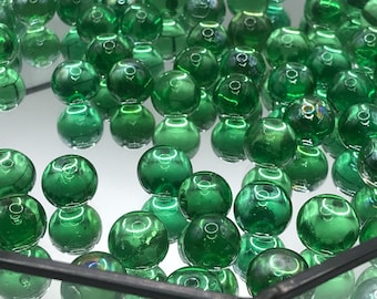 GREEN Glass Marbles - Vintage 15mm Sphere - Craft Supplies