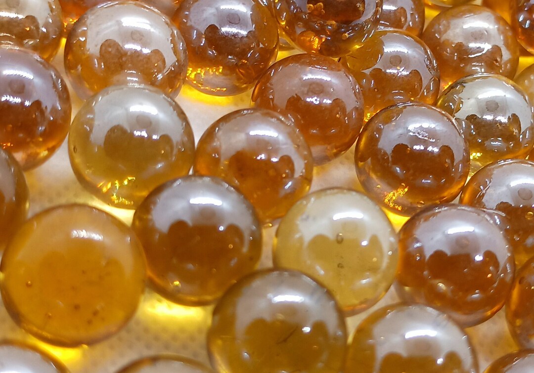 Dark Yellow Marbles CLEAR Gold Glass Gems 6pcs Etsy