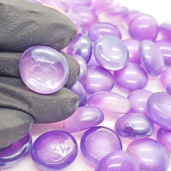 10 Stück Satin Lavendel Cabochons/Pebbles Glass GEMS - Bastelbedarf