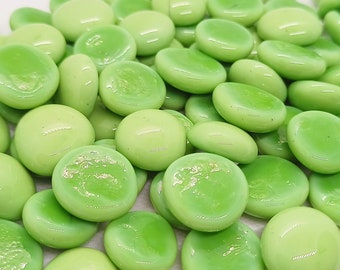 10 pcs Opaque Pastel Green Mint Cabochons/Pebbles GLASS GEMS