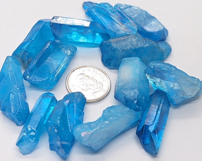 Iridescent Aqua BLUE Irregular Raw Aura Angel Crystal Unshaped Natural ...