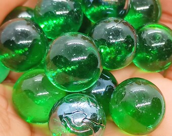 15mm - 5 pcs Green Marbles Glass GEMS - Craft Supplies