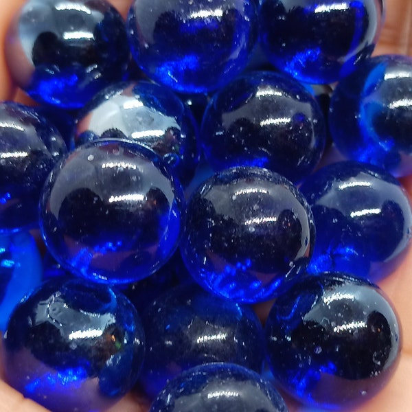 15mm - (5 pcs) Blue Indigo Glass Marbles - Royal Blue Glass GEMS- Craft Supplies
