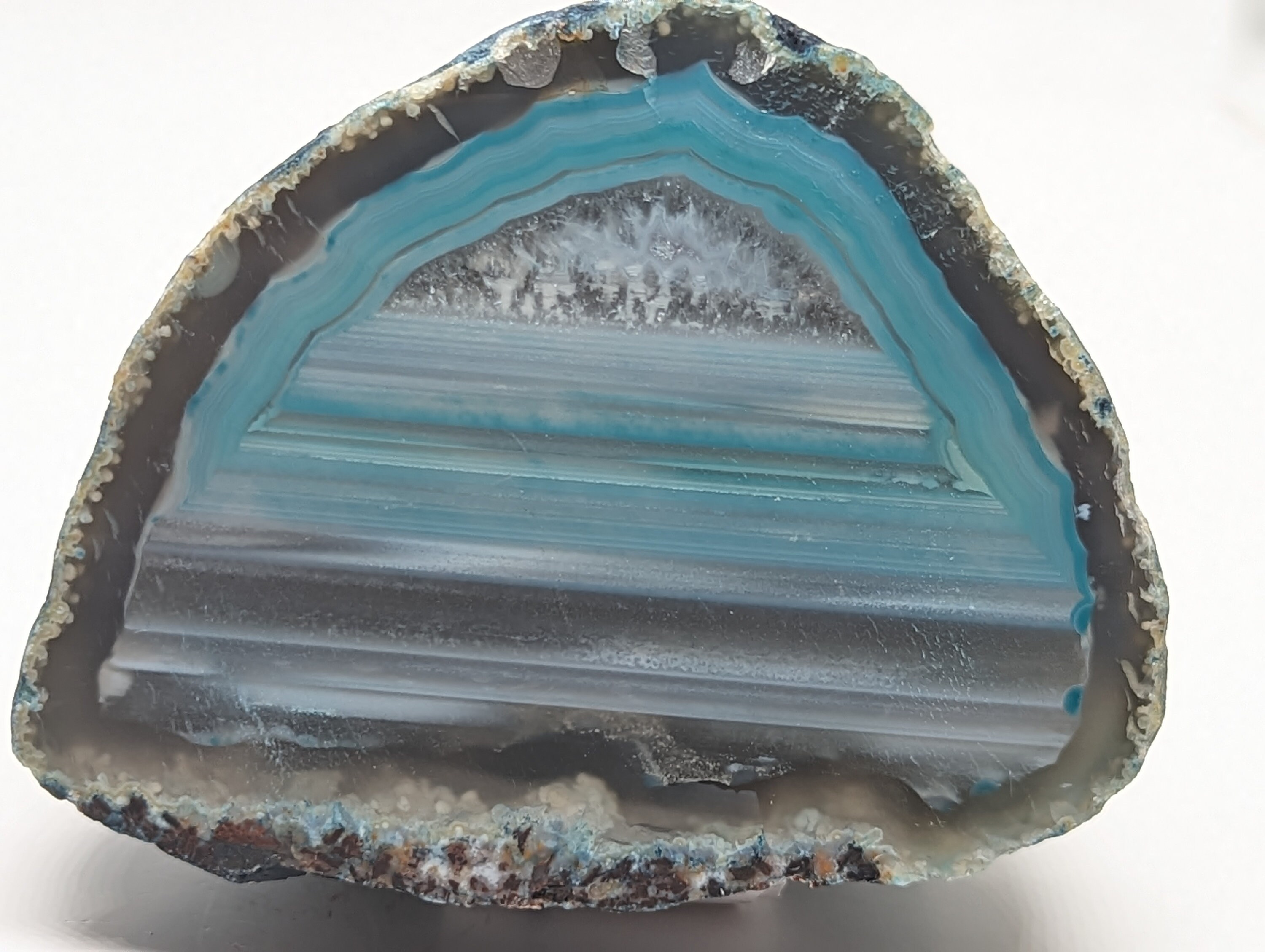 ブルーアゲートクォーツ、アゲートジオードスライス、天然水晶（268g