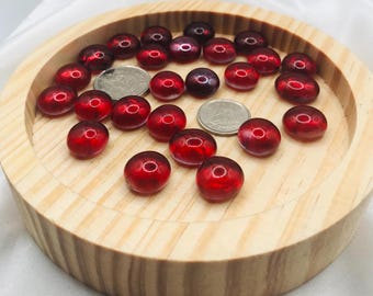 RED Aurora Borealis Glass Cabochons / Vintage Mini  Pebbles - Craft Supplies