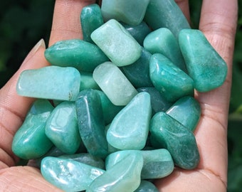 THREE (3) Green Aventurine Tumbled Crystals, Aventurine Polished Gemstones, Healing Crystals  - Craft Supplies