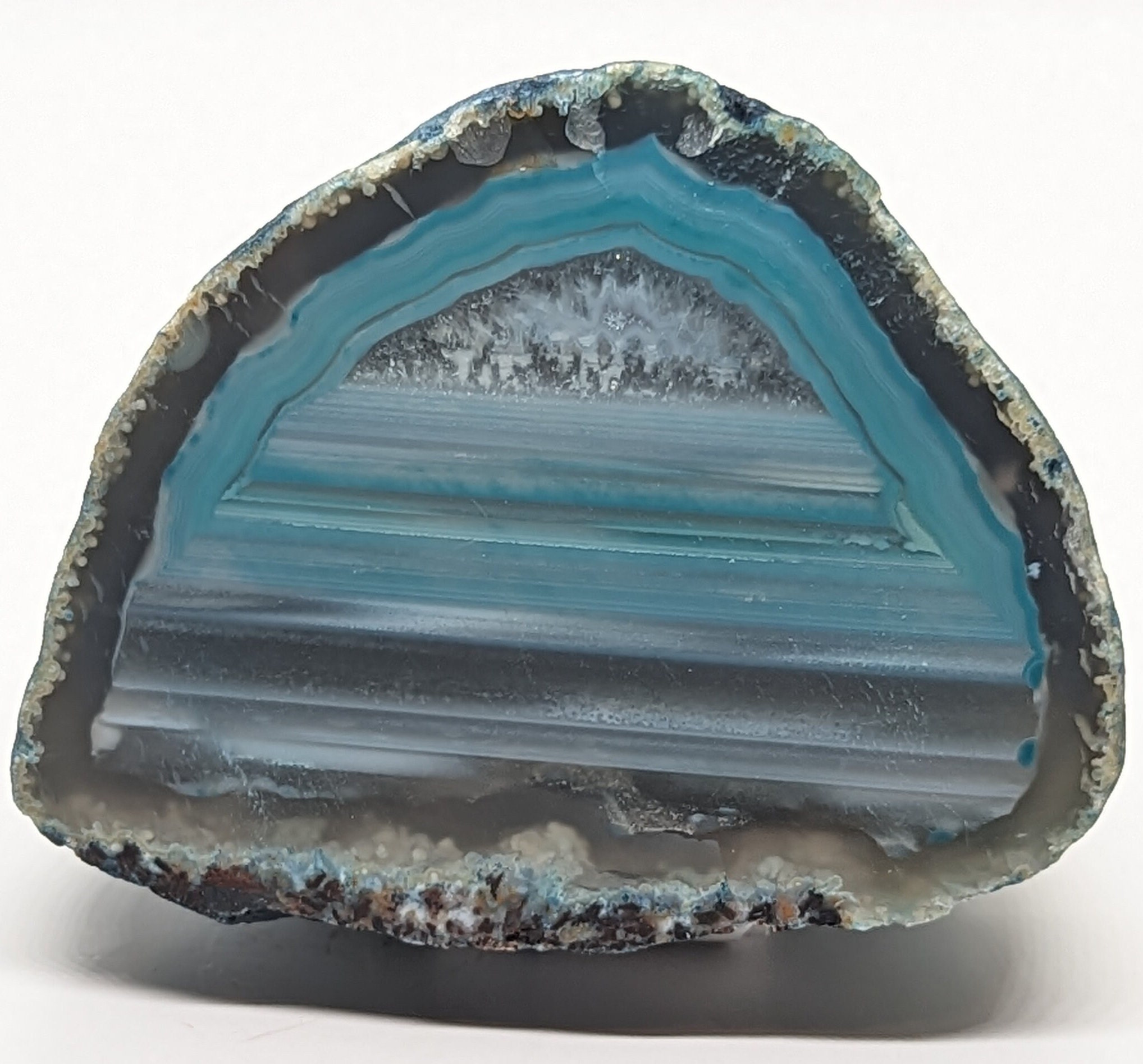 ブルーアゲートクォーツ、アゲートジオードスライス、天然水晶（268g