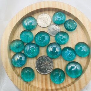 TEAL Glass Cabochons / Vintage Shiny Glass Pebbles GEMS - Craft Supplies