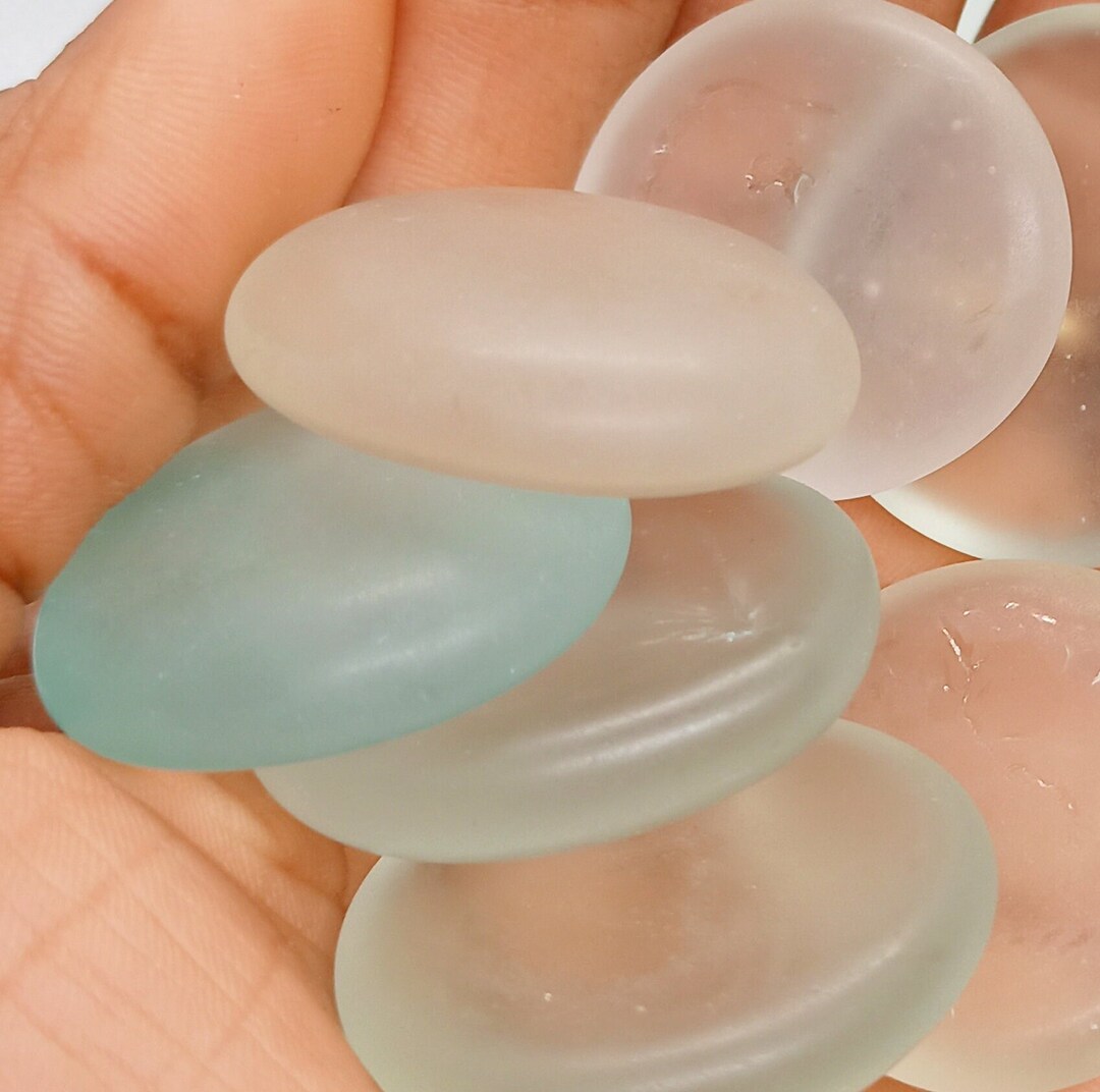 30mm Round Frosted Clear Sea Glass Craft Supplies Etsy