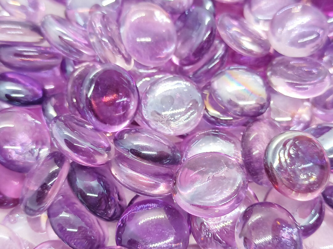 20mm Clear Purple Glass Pebbles Cabochons Craft Supplies Etsy