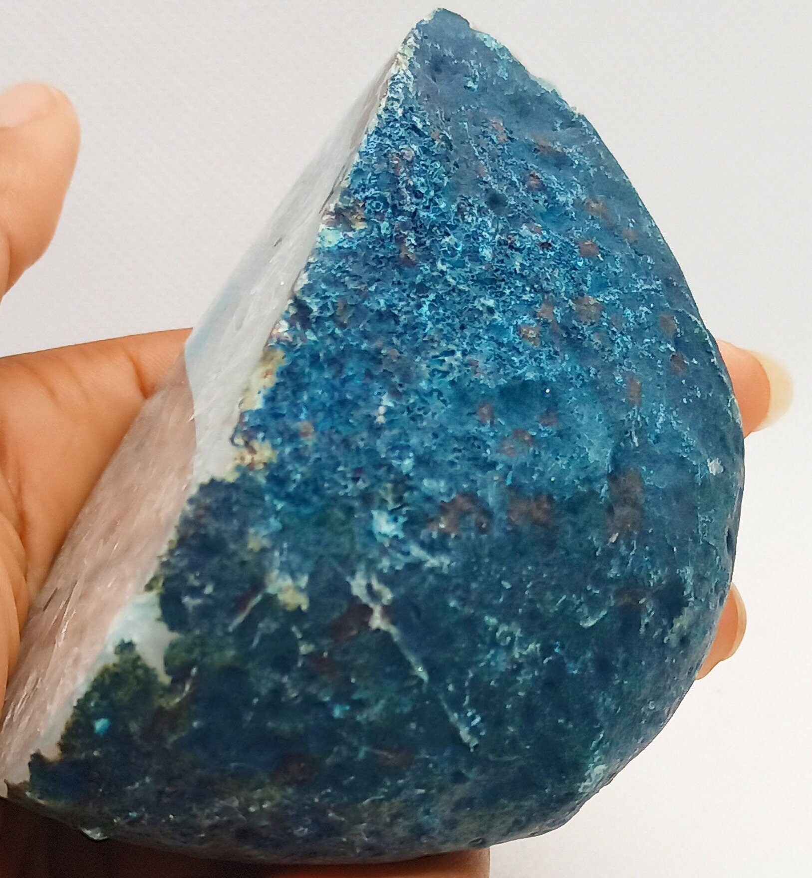 ブルーアゲートクォーツ、アゲートジオードスライス、天然水晶（336g