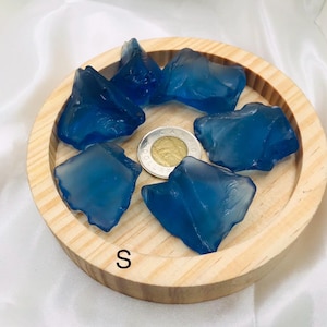 CORNFLOWER BLUE Glass Chunk - Raw Material Glass for Jewelry Making , Vintage Recycled Blue Frosted Glass -  Blue Glass Gem - Craft Supplies