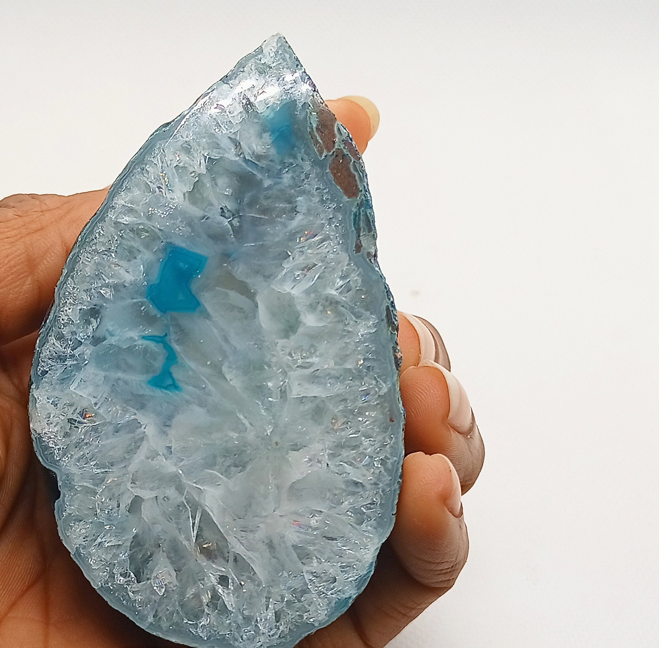 Teal AGATE Crystal Rock , RAW Agate Gemstone, LARGE Crystal Geode, Throat  Chakra Rock Healing Crystal, Crystal Home Decor 336g -  Canada