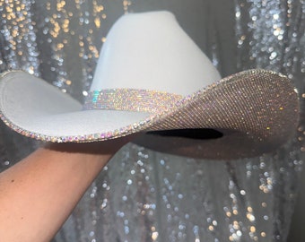 White & Ab Rhinestone Hat