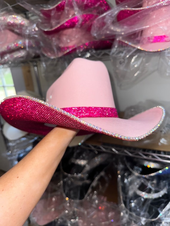 Pink and rose rhinestones cowboy hat