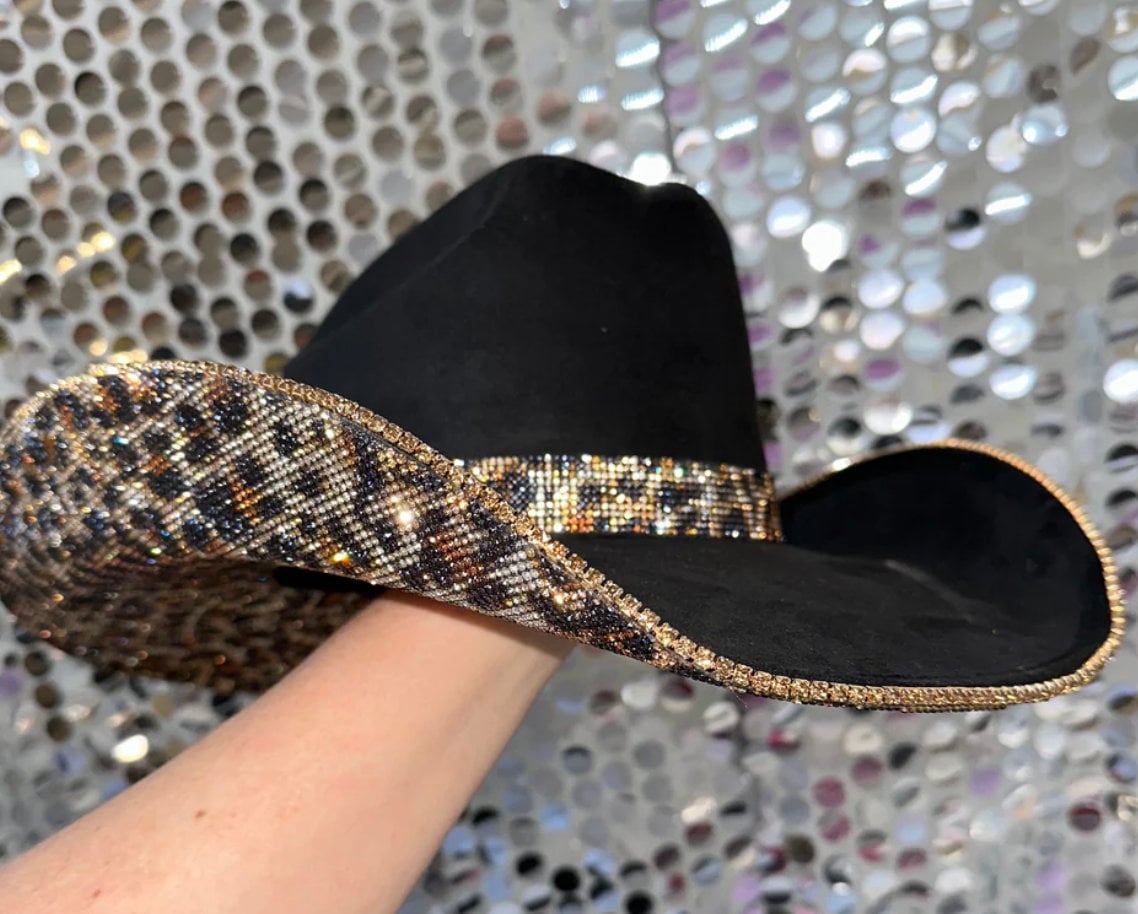 Cheetah Rhinestone Cowgirl Hat - Etsy
