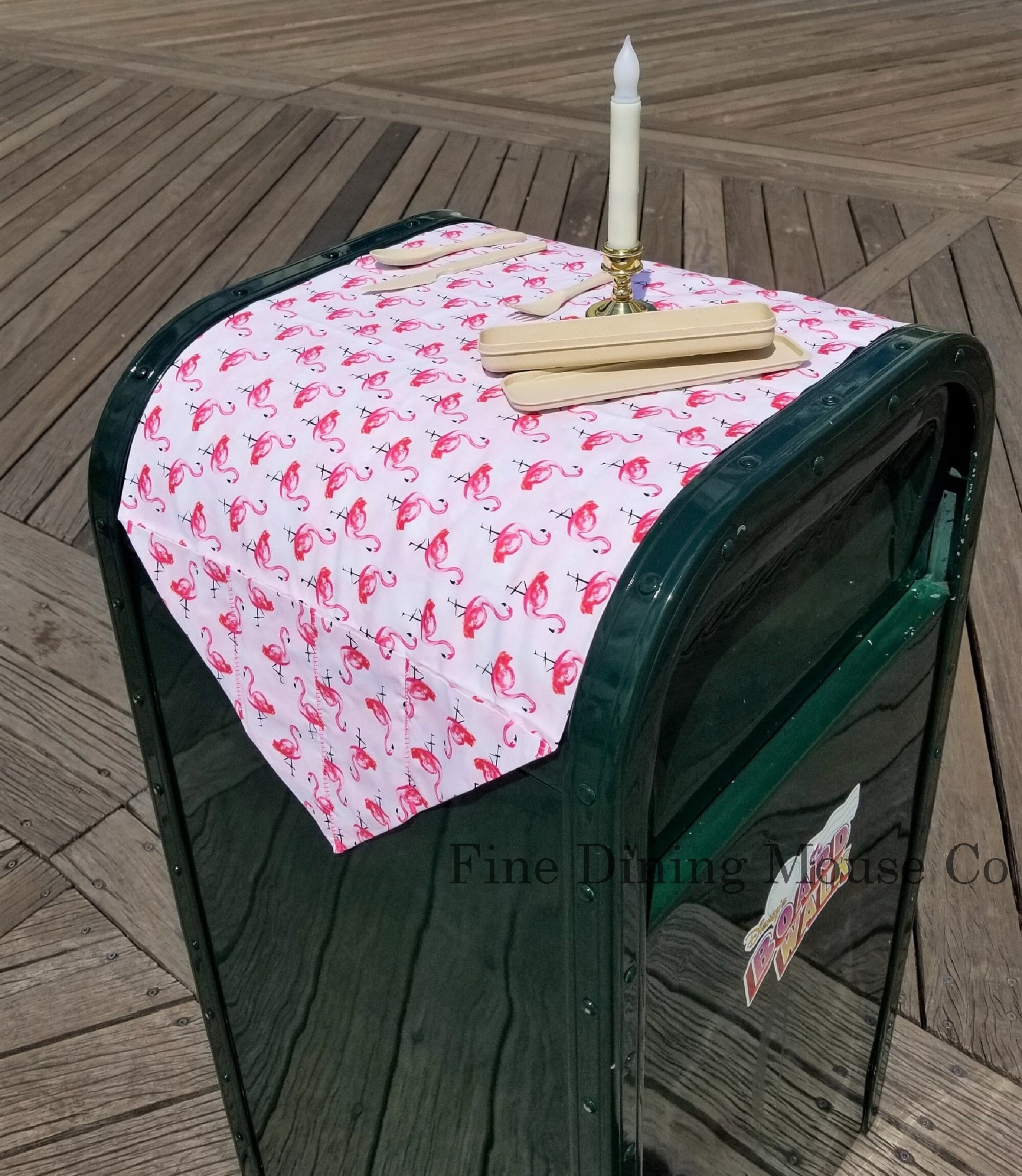 Tablecloth for Disney Trash Cans Florida Flamingo Flamboyance Themed Fabric Candlestick Flatware Set BEST Disney Lover