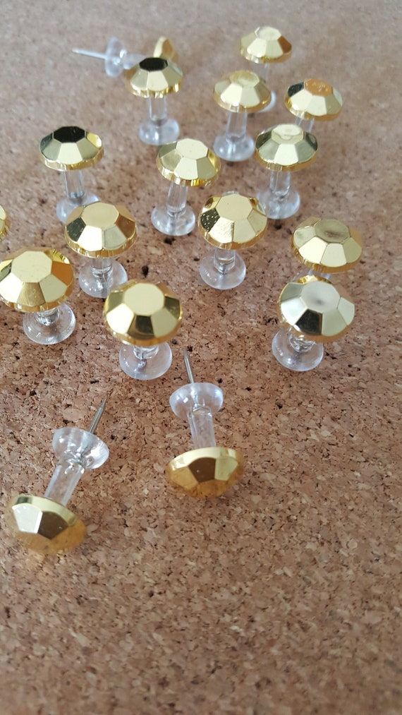 Gold Gemstone Push Pins, Wedding Pin Board, Cork Board Pins