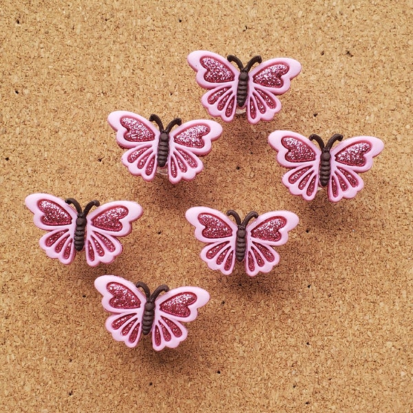 Glittery Butterfly Push Pins, Cork Board Pins