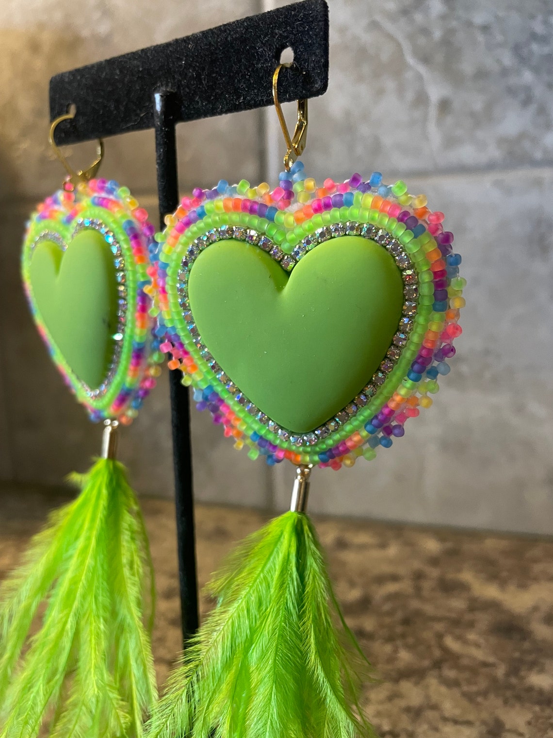 Indigenous Beaded Heart Earrings With Dangle Feathers Etsy Canada