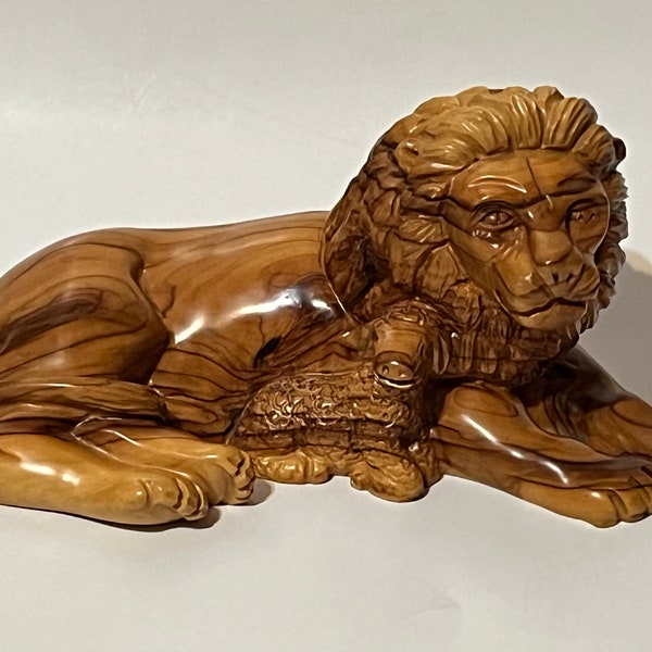 Holy Land Olive Wood Hand Carved Lion and Lamb