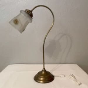 Vintage 1970&#39;s Frosted Gooseneck Table Lamp