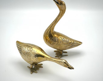 Vintage Brass Geese Figures