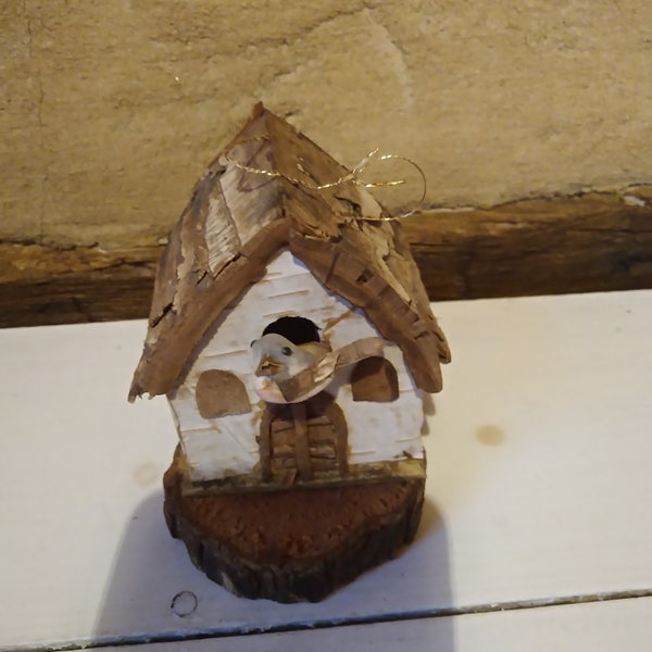 Vintage Small Decorative Birdhouse With Bird