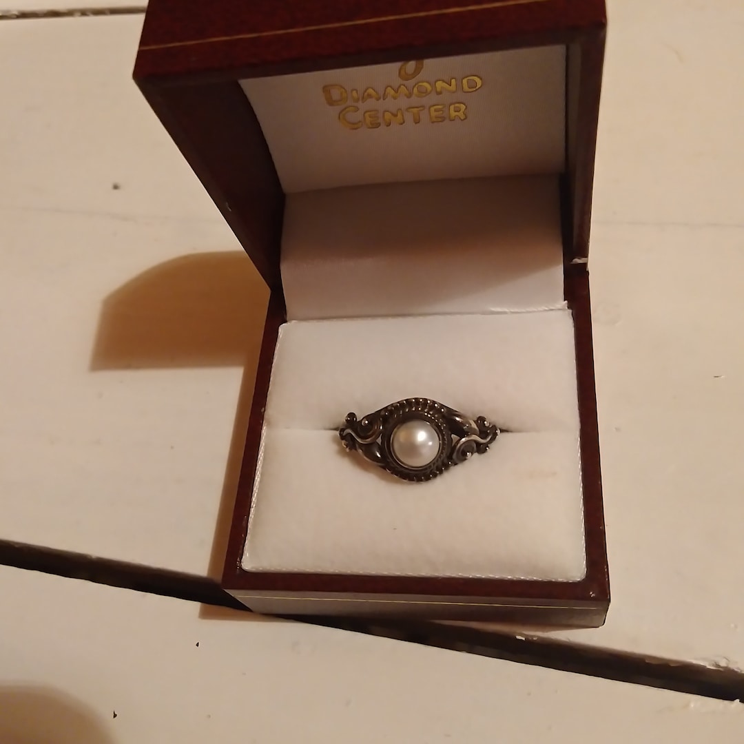 Vintage Bezel Set Pearl Ring Etsy